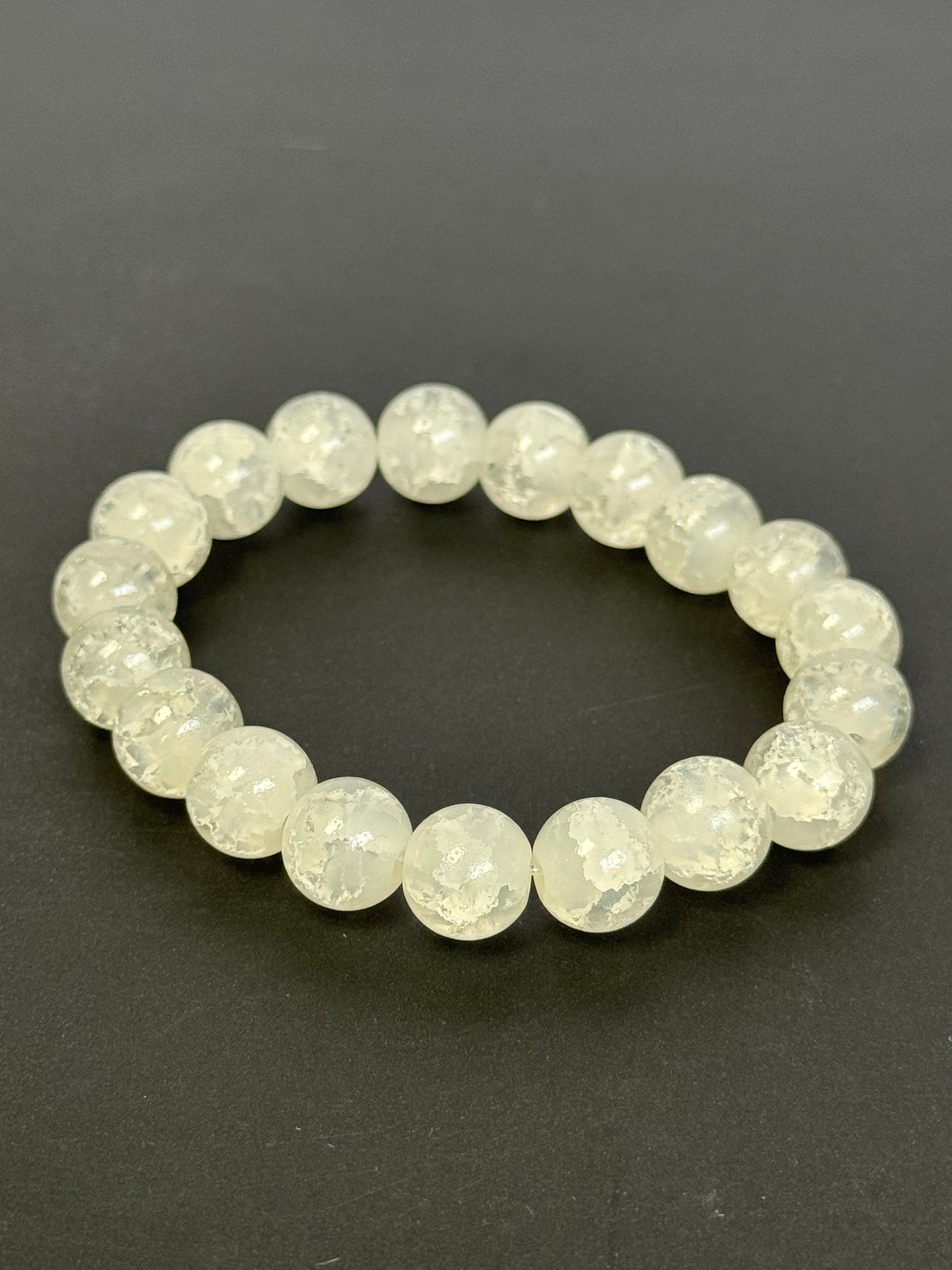 Crackle Glass Beaded Bracelet (10mm, Size 6.5")
