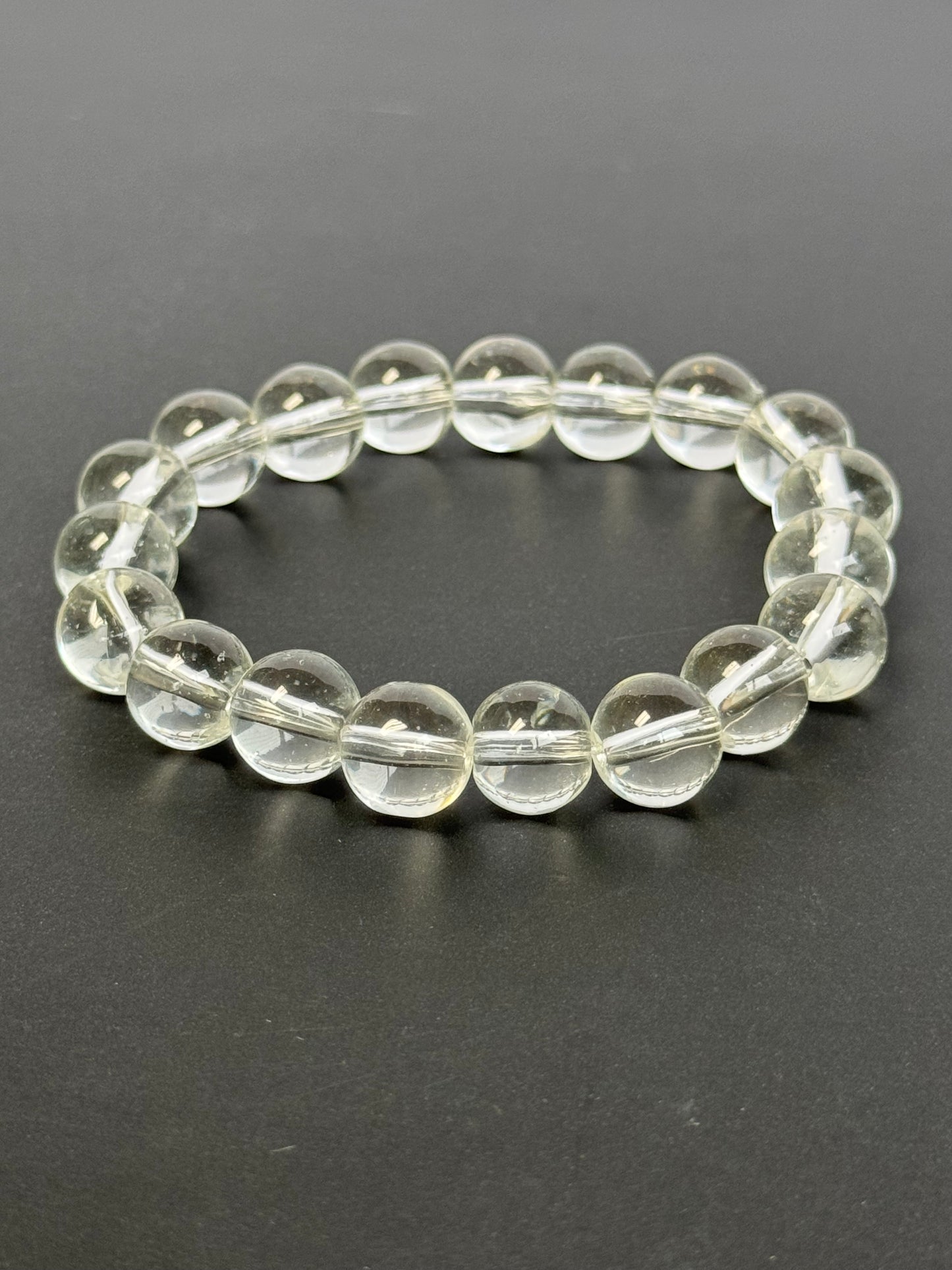 Clear Glass Beaded Bracelet (10mm, Size 6.5")