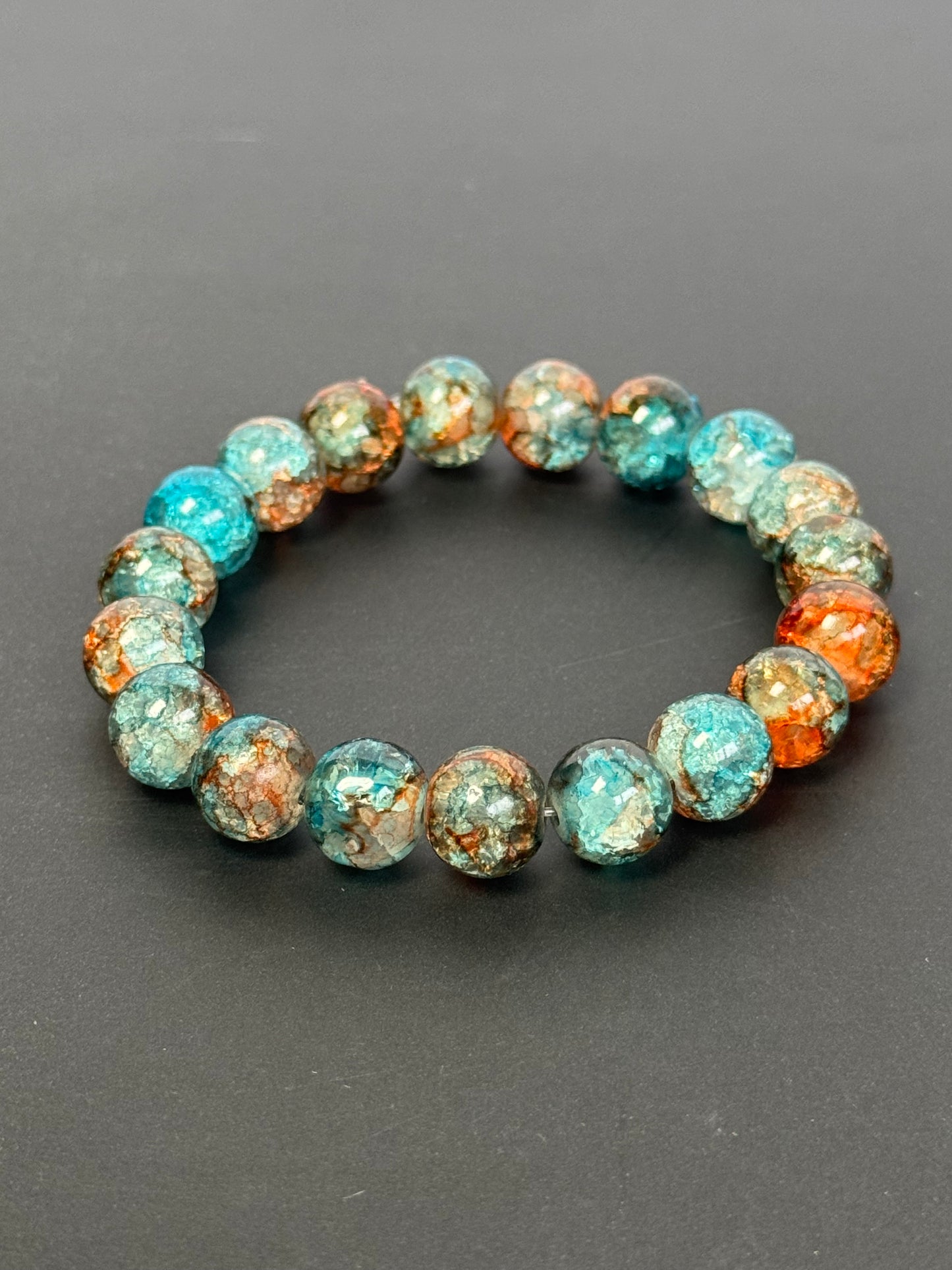 Crackle Glass Beaded Bracelet (10mm, Size 6.5")
